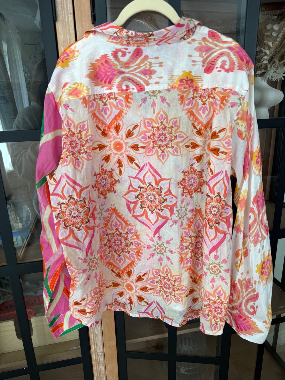 Calypso St. Barth button down shirt vibrant patchwork mixed print floral paisley - Picture 8 of 8